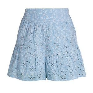 Eyelet ruffle woven shorts
